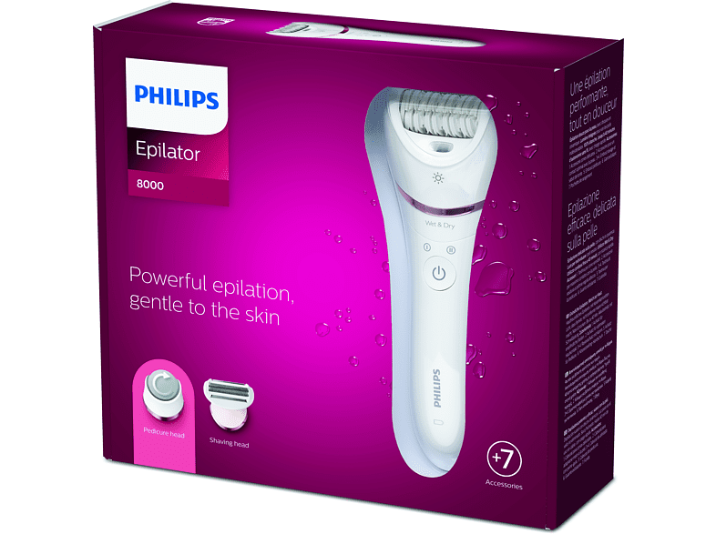 Depiladora de arranque  - Philips BRE730/10, Depiladora y afeitadora, Uso en seco y mojado, 40 min