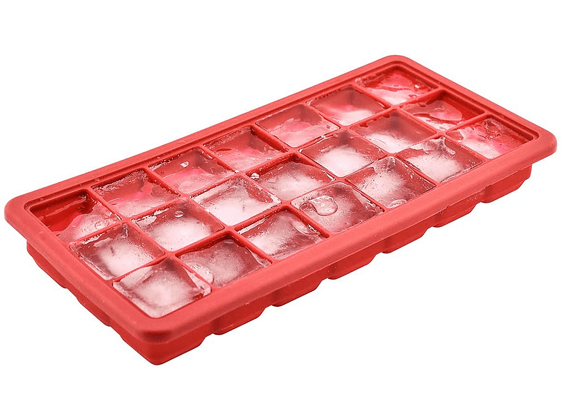 Bandeja para cubitos de hielo - Jata AC40, Con Tapa Protectora, Para 21 Cubitos de 3 x 3 cm, Rojo