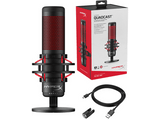 Micrófono - HyperX QuadCast, USB, Para PC/PS5/PS4/Mac, Sensibilidad  -36 dB, Rojo y Negro