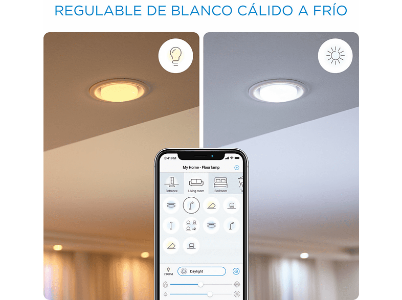 Bombilla inteligente - Wiz Globo G95 E27, 75W, Luz cálida a fría, Wifi y Bluetooth, Control por voz