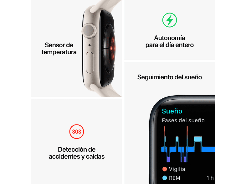 Apple Watch S8 (2022), GPS, 41 mm, Caja de aluminio, Vidrio delantero Ion-X, Correa deportiva PRODUCT(RED)