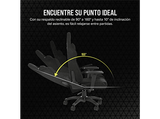 Silla gaming - Corsair TC100 Relaxed-Fabric, Respaldo reclinable 90° y 160°, Altura regulable, Reposabrazos, Negro