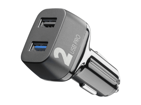 Cargador coche - Cellular Line CBRUSB2QC36WK, 2 USB, 18 W + 18 W, Universal, Negro