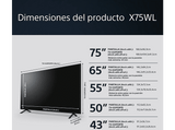 TV LED 65 - Sony BRAVIA 65X75WL, 4K HDR, Smart TV (Google TV), Google Assistant, Alexa, Siri, Bluetooth, Chromecast, Eco, Bravia Core, Marco Fino