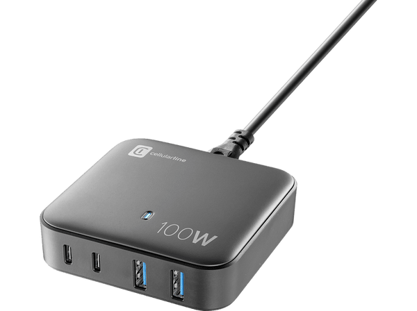 Cargador - CellularLine ACHUSBGAN4PD10, USB - C, 100 W, Negro