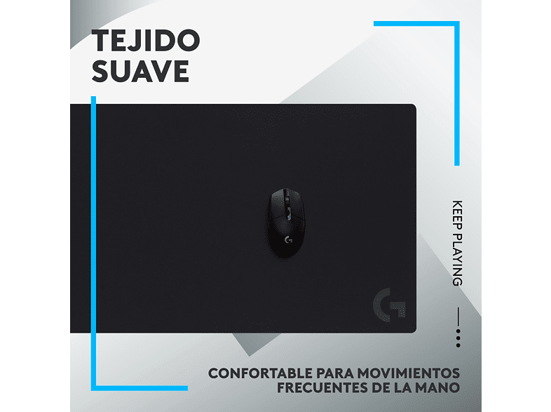 Alfombrilla gaming - Logitech G G840, Base antideslizante, Negro