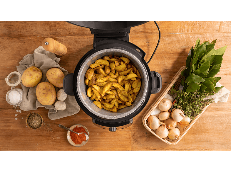 Robot de cocina - Cecotec Olla GM Modelo H Deluxe FRY, Multifunción, 1530 W, 6 L, Programable, Freidora de Aire, Báscula integrada, Negro y Plateado