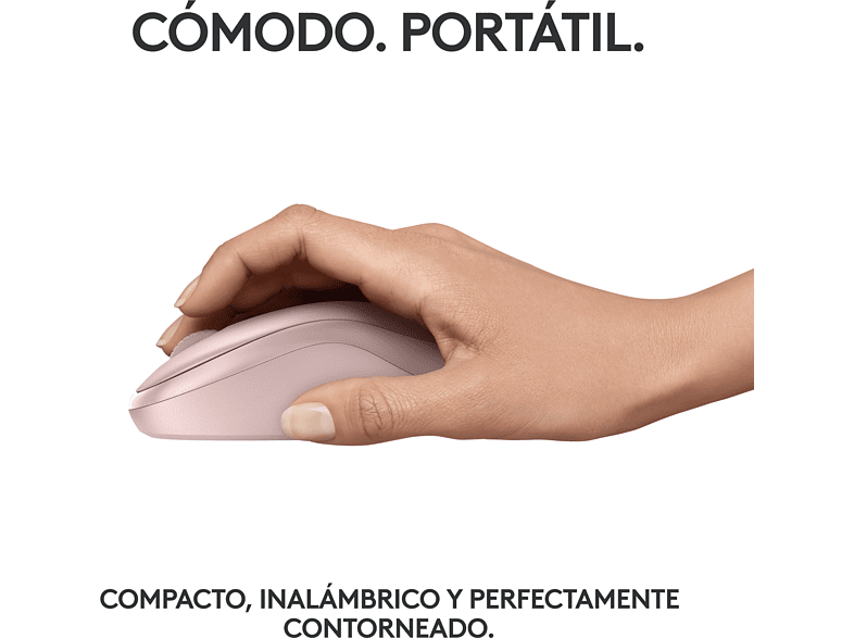 Ratón inalámbrico - Logitech M240 Silent, Inalámbrico, Bluetooth, 4000 ppp, Ambidiestro, Windows/Mac, Rosa