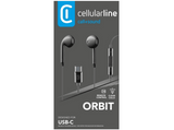 Auriculares deportivos - Cellular Line Orbit AUORBITTYPECK, Micrófono, USB-C, Negro