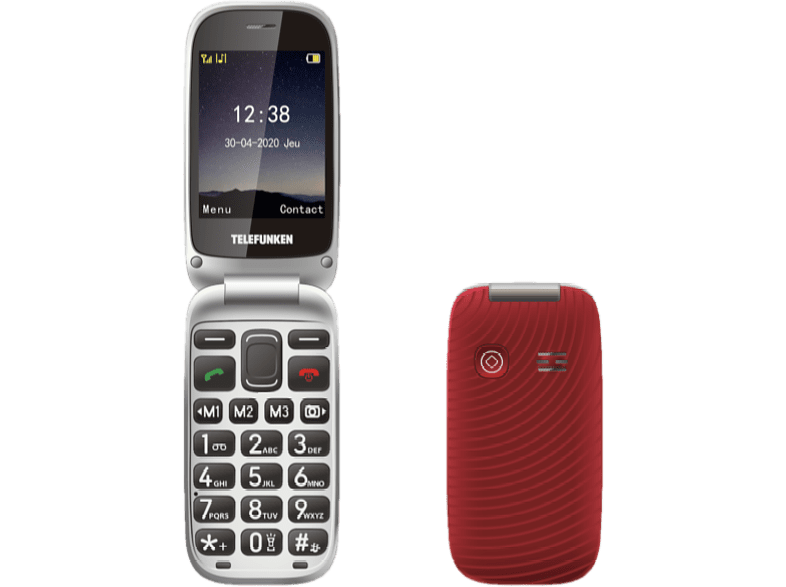 Móvil - Telefunken S560, Para mayores, Bluetooth 3.0, 2.8, 64 MB, Rojo