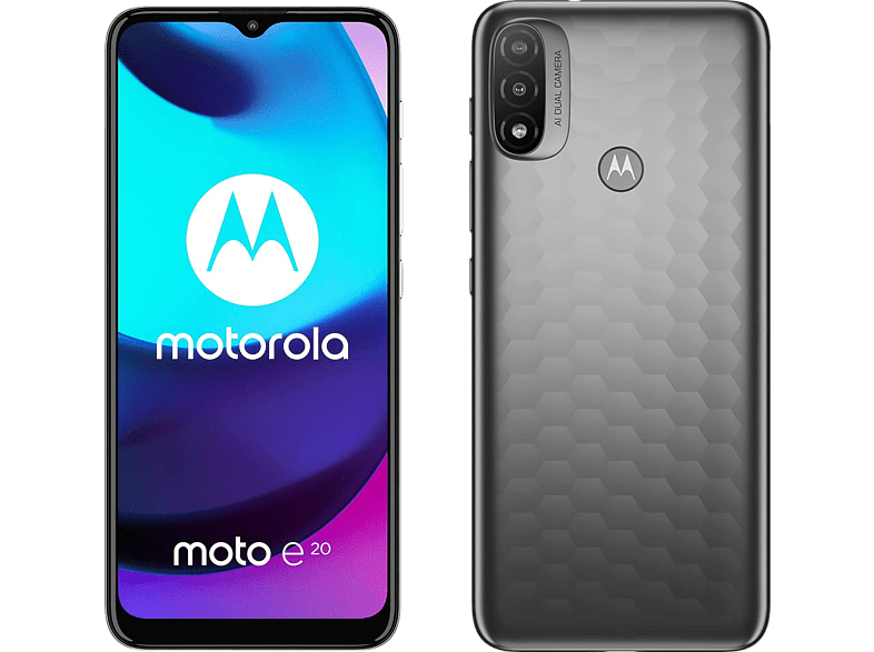 Móvil - Motorola Moto E20, Graphite Gray, 32GB, 2 GB RAM, 6.52 HD+, T606, 4000 mAh, Android 11 (R) GO