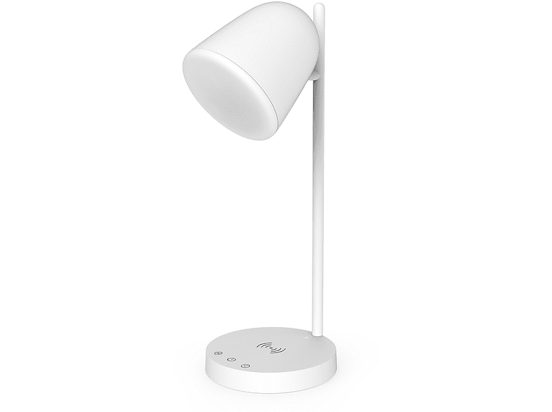 Lámpara - Muvit iO MIOLAMP003, Sobremesa, Carga inalámbrica 9.5W para teléfonos/tablets, 14.5W, Wi-Fi, Blanco