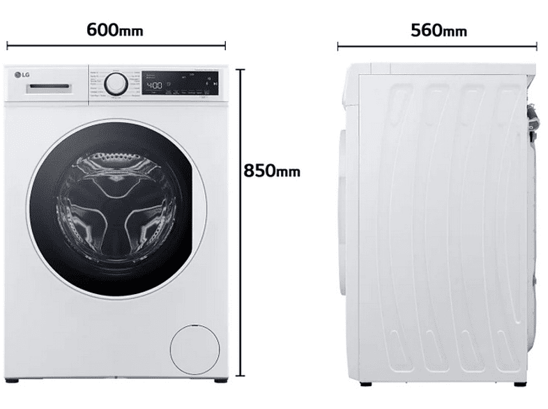 Lavadora carga frontal - LG F2WT2008S3W, 8 kg, 1200 rpm, 50 kWh, 14 programas, LED, 71 dB, Blanco