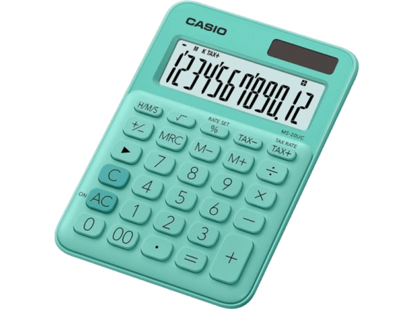 Calculadora - Casio MS-20 UC-GN, Pantalla extra grande, Cálculo de tasas, Verde