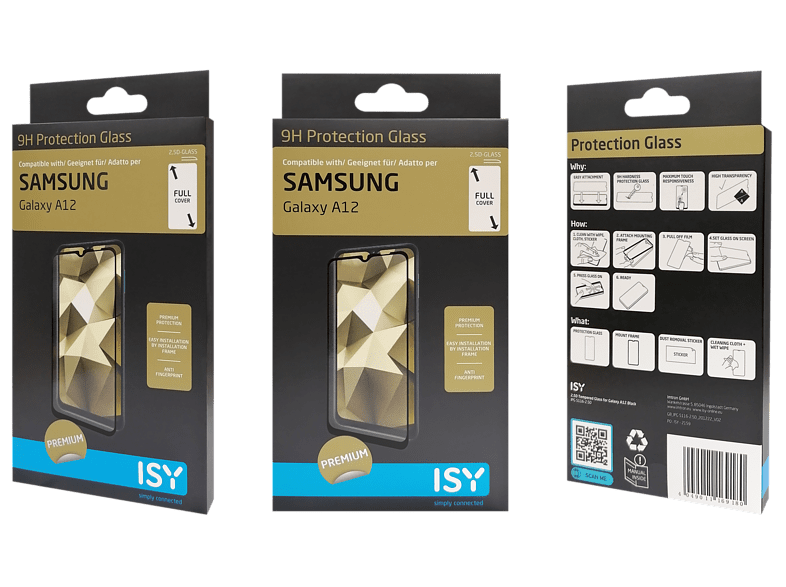 Protector pantalla - ISY IPG-5116-2.5D, Para Samsung Galaxy A12, 6.5, Vidrio templado, Transparente