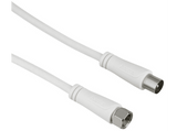 Cable de antena - Hama 00205294, De conector F-Type a enchufe coaxial, 90 dB, 75 Ohm, 1.5 m, Blanco
