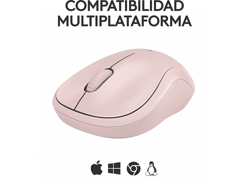Ratón inalámbrico - Logitech M240 Silent, Inalámbrico, Bluetooth, 4000 ppp, Ambidiestro, Windows/Mac, Rosa