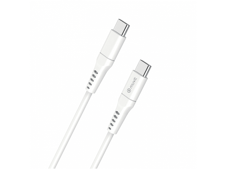 Cable - Muvit for Change, De USB-C a USB-C, 3A, 0.2 m, Blanco