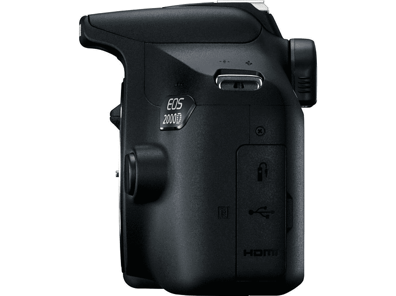 Kit cámara réflex - Canon EOS 2000D, 24.1 MP CMOS APS-C, Vídeo Full HD, Negro + Objetivo Canon EF-S 18-55 mm f/3.5-5.6 DC III