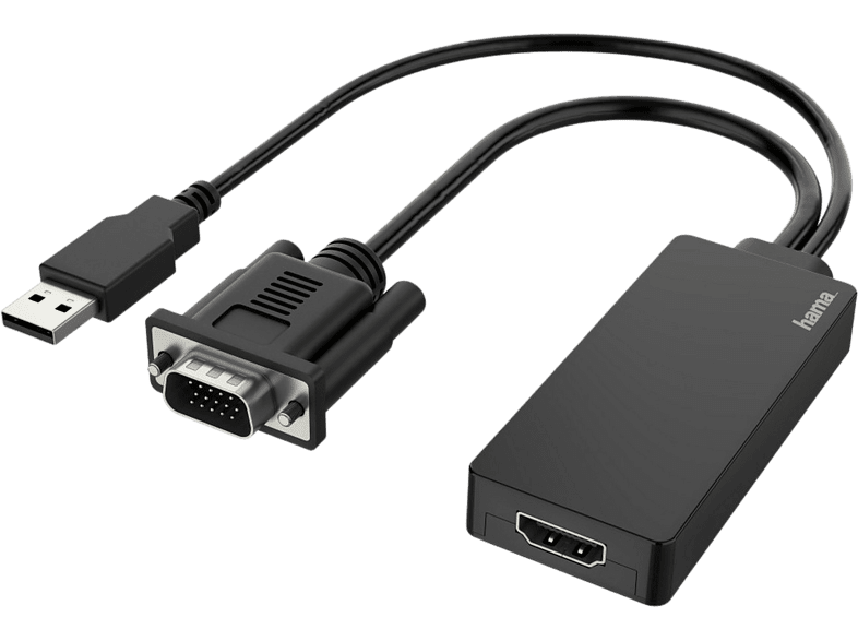 Adaptador - Hama 00200342, VGA+USB Plug - HDMI™ Socket, Full HD 1080p, Negro