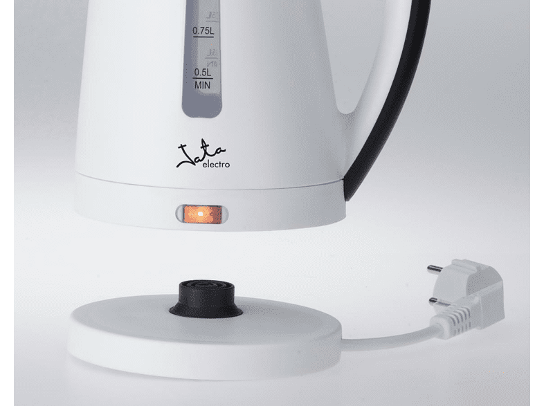 Hervidor de agua - Jata HA701, 1L, 2000W, Sin cable, Blanco
