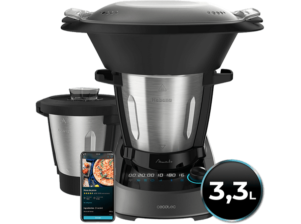 Robot de cocina - Cecotec Mambo 11090 Habana, 1600W, 3.3 l, 37 funciones, Display táctil, Báscula integrada, Wi-Fi, Negro