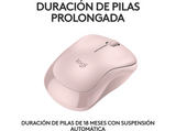 Ratón inalámbrico - Logitech M240 Silent, Inalámbrico, Bluetooth, 4000 ppp, Ambidiestro, Windows/Mac, Rosa