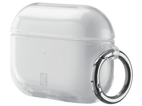 Funda - Cellular Line CLEARAIRPODS3T, Para Apple AirPods 3, Goma blanda, Con gancho, Transparente