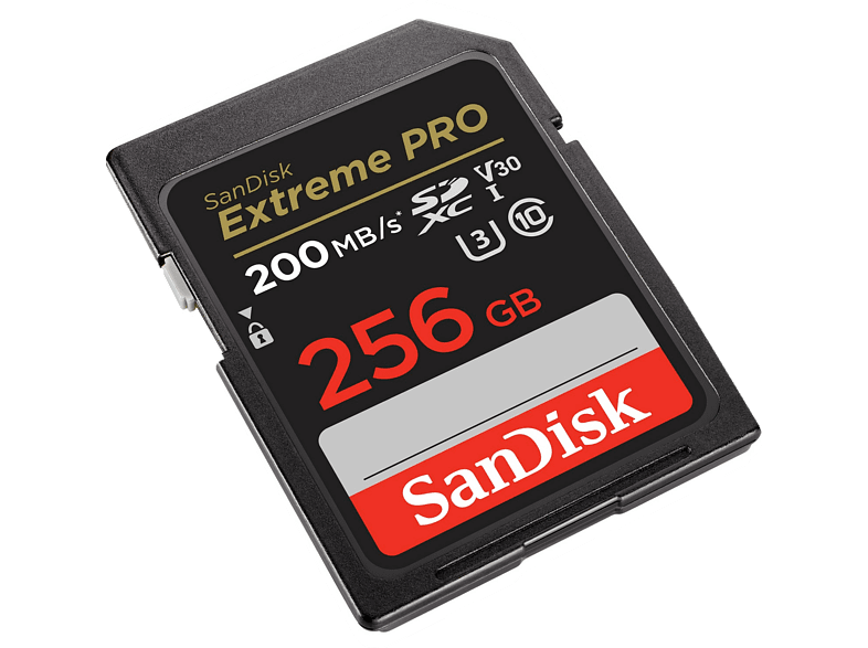 Tarjeta SDXC - SanDisk Extreme PRO, 256 GB, Hasta 200 MB/s lectura, U3, V30, Clase 10, Vídeo 4K UHD, Negro