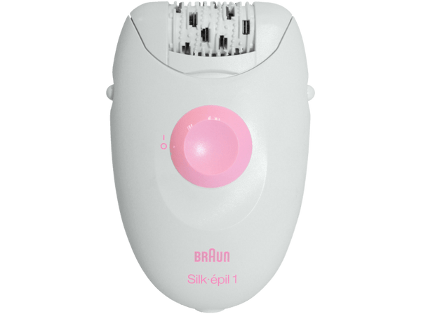 Depiladora - Braun, Silképil 1 SE1370, Depiladora para mujer con cable, con un accesorio, blanco/rosa