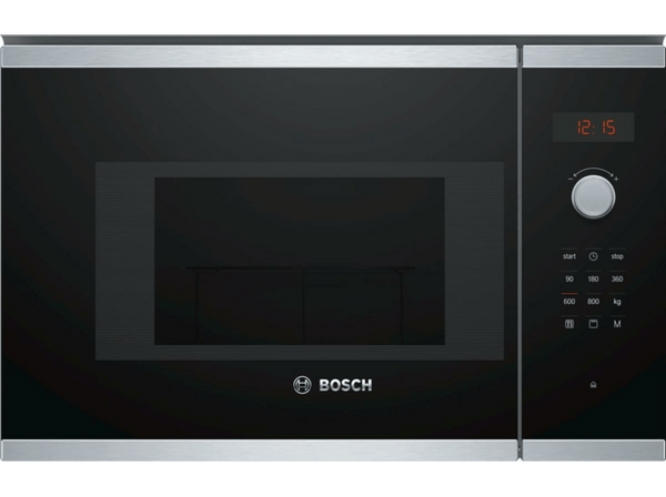 Microondas - Bosch BEL523MS0, Integrable, 800W, 20 L, Acero inoxidable