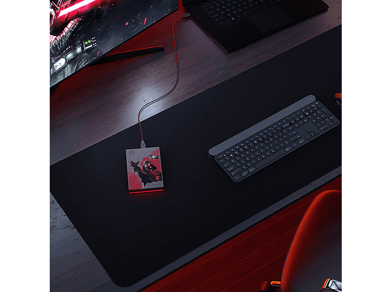 Disco duro externo - Seagate Firecuda Star Wars Darth Vader, 2 TB, USB, Negro, Rojo