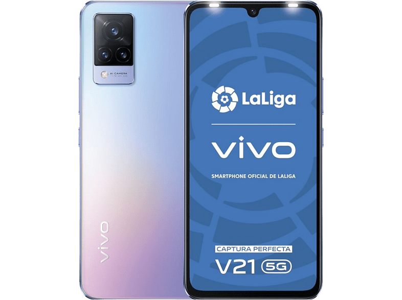 Móvil - Vivo V21 5G, Violeta, 128 GB, 8 GB, 6.44 FHD+, 90 Hz, AMOLED, MTK Dimensity 800U, 4000 mAh, Android