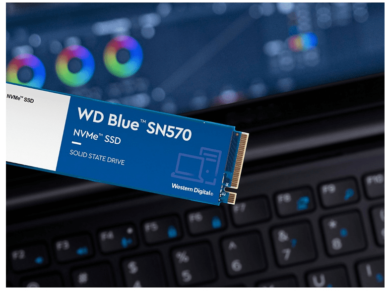 Disco duro SSD interno 500 GB - Western Digital  WD Blue SN570 NVMe SSD, Lectura 3500 MB/s, M.2 2280, Azul