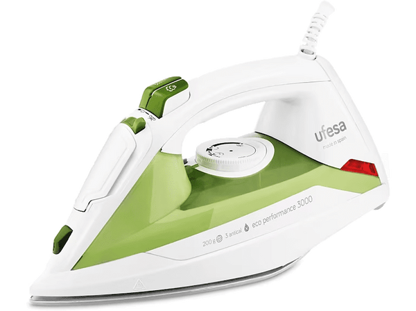 Plancha de vapor - Ufesa PV3500 Eco Performance, 200 g, 0.32 l, Sistema antical, Verde