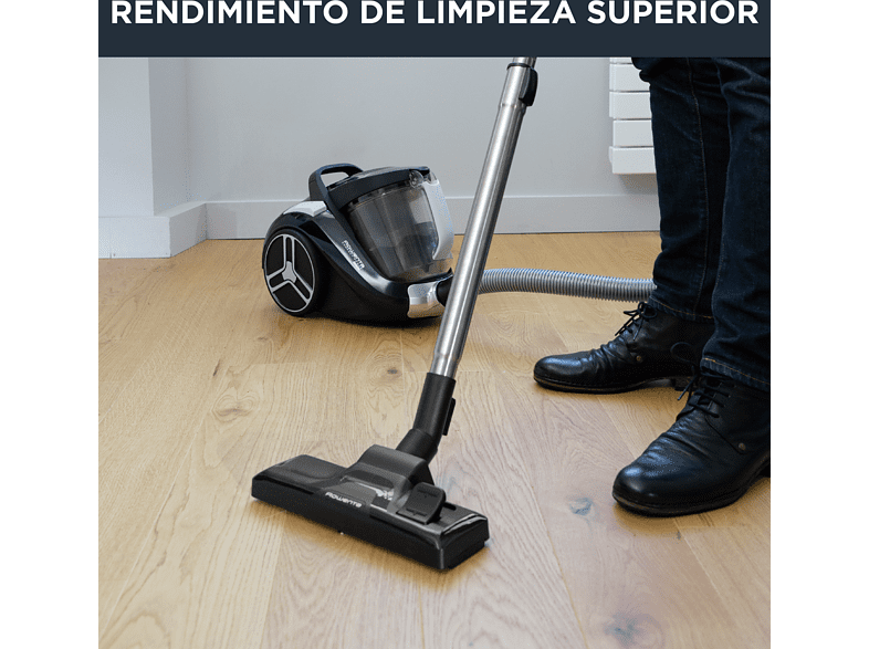 Aspirador sin bolsa - Rowenta Compact Power XXL, 550 W, 2.5 l, Radio 8.8 m, Negro