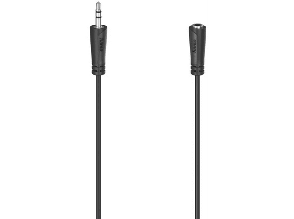 Cable audio - Hama 00205120, 3 m, De Jack 3.5 mm in a Jack 3.5 mm out, Negro