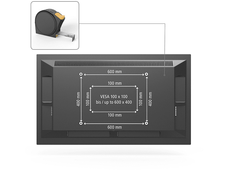 Soporte TV - Hama Full Motion Ultraslim 00118064, Inclinable, De 37 a 75, 2 brazos, VESA 600 x 400 mm, Negro