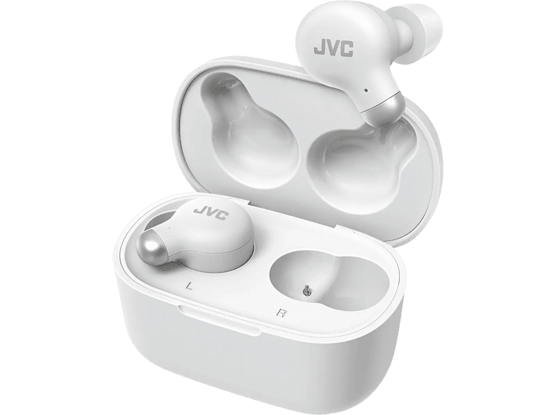 Auriculares True Wireless - JVC HA-A25TBNE, Cancelación ruido, Autonomía 28 h, Micrófono, Blanco