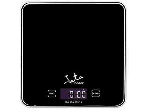 Balanza de cocina - Jata 730 Jamaica, Temporizador Con Alarma Incluido, Carga Máxima 5 kg, Negro