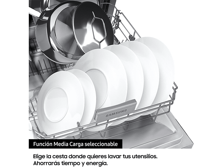 Lavavajillas - Samsung DW60M6050FS, 14 cubiertos, 7 programas, 60 cm, Inox