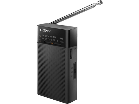 Radio portátil - Sony ICPF27, AM/FM, Salida de auriculares, 100 Horas de batería, 100mW, Negro
