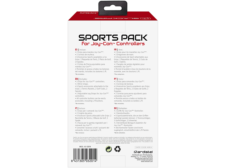 Accesorios Nintendo Switch - Ardistel Sports Pack 12 in 1, Para Nintendo SWITCH™ y SWITCH™ Oled, Multicolor