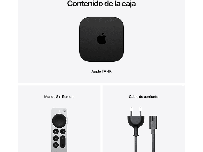 Apple TV 4K (3ª generación) 128 GB, Wi‑Fi + Ethernet, Reproductor multimedia, Mando Siri remote, Bluetooth 5.0