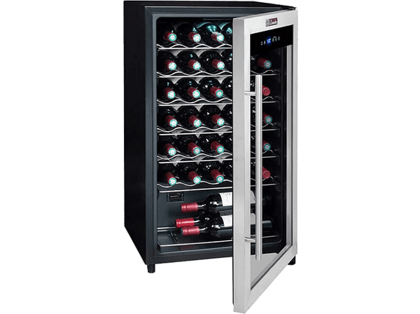 Vinoteca - La Sommeliere LS34A, 90 W, 34 botellas, 50 litros, Iluminación LED, Táctil, Negro