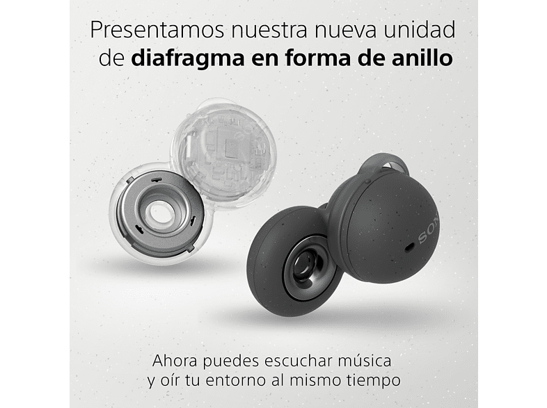 Auriculares True Wireless - Sony WF-L900H, Link Buds, Diseño de anillo abierto, 17.5h, Micrófono, Bluetooth segura, Alexa, Google assistant, Gris