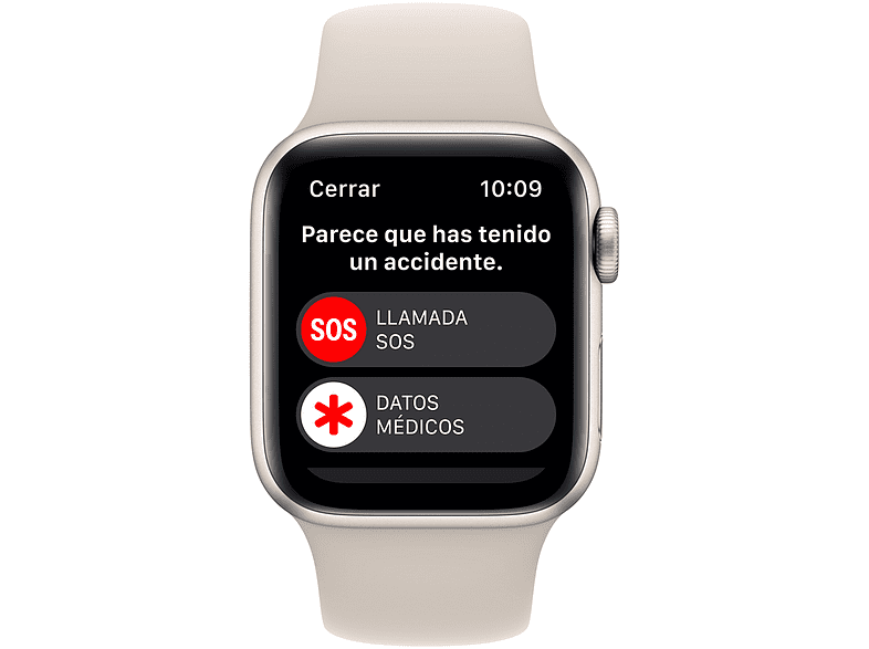 Apple Watch SE (2022), GPS, 40 mm, Caja de aluminio, Vidrio delantero Ion-X, Correa deportiva blanco estrella