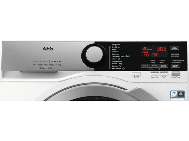 Lavadora carga frontal - AEG L7FEE942V, 9 kg, 1400 rpm, 10 programas, Blanco