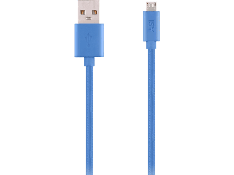 Cable USB - ISY IFC-1800-BL-M, 1.8 m, De USB a Micro-USB, Trenzado, Universal, Azul
