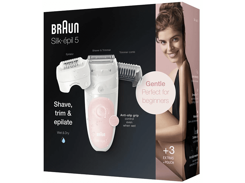 Depiladora - Braun, Silk-épil 5 5-620 Para Mujer, Cabezal de Afeitado Y Recorte Depilación Suave